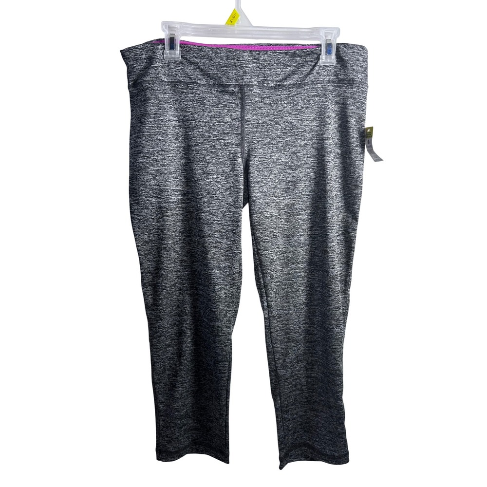 Zone Pro Capri Leggings XL Gray Space Dye Pink Trim Athletic Women